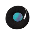 HOMELIVY black vinyl record throw pillow with turquoise and purple striped center label and white detail.