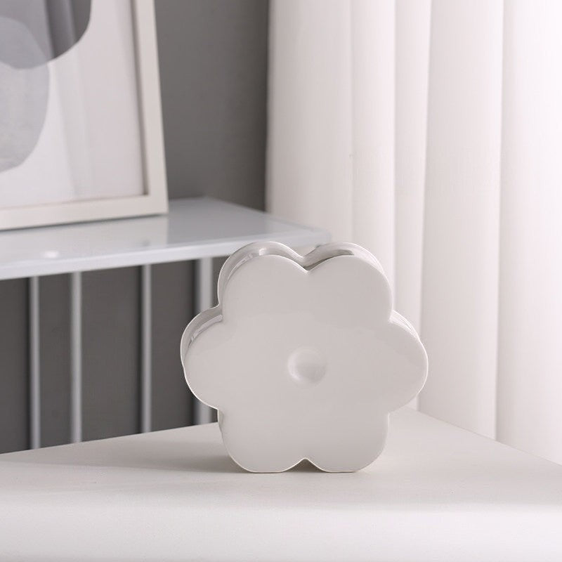 HOMELIVY white ceramic flower shaped vase on a minimalist table setting