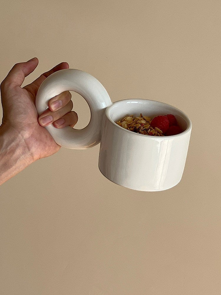 donut shaped handle big handle mug,