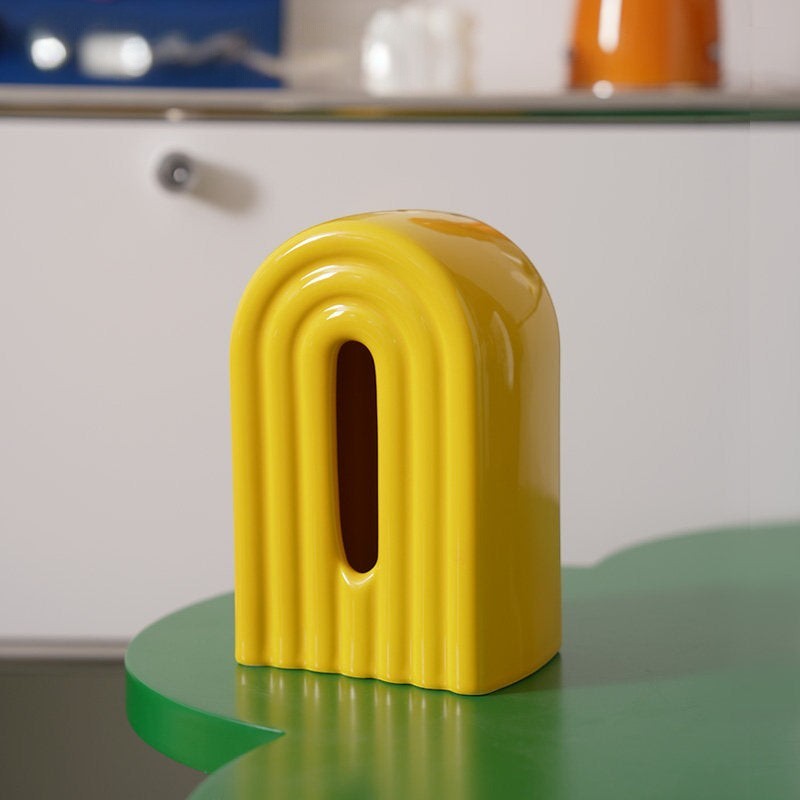 Funky retro rainbow arch ceramic tissue holder