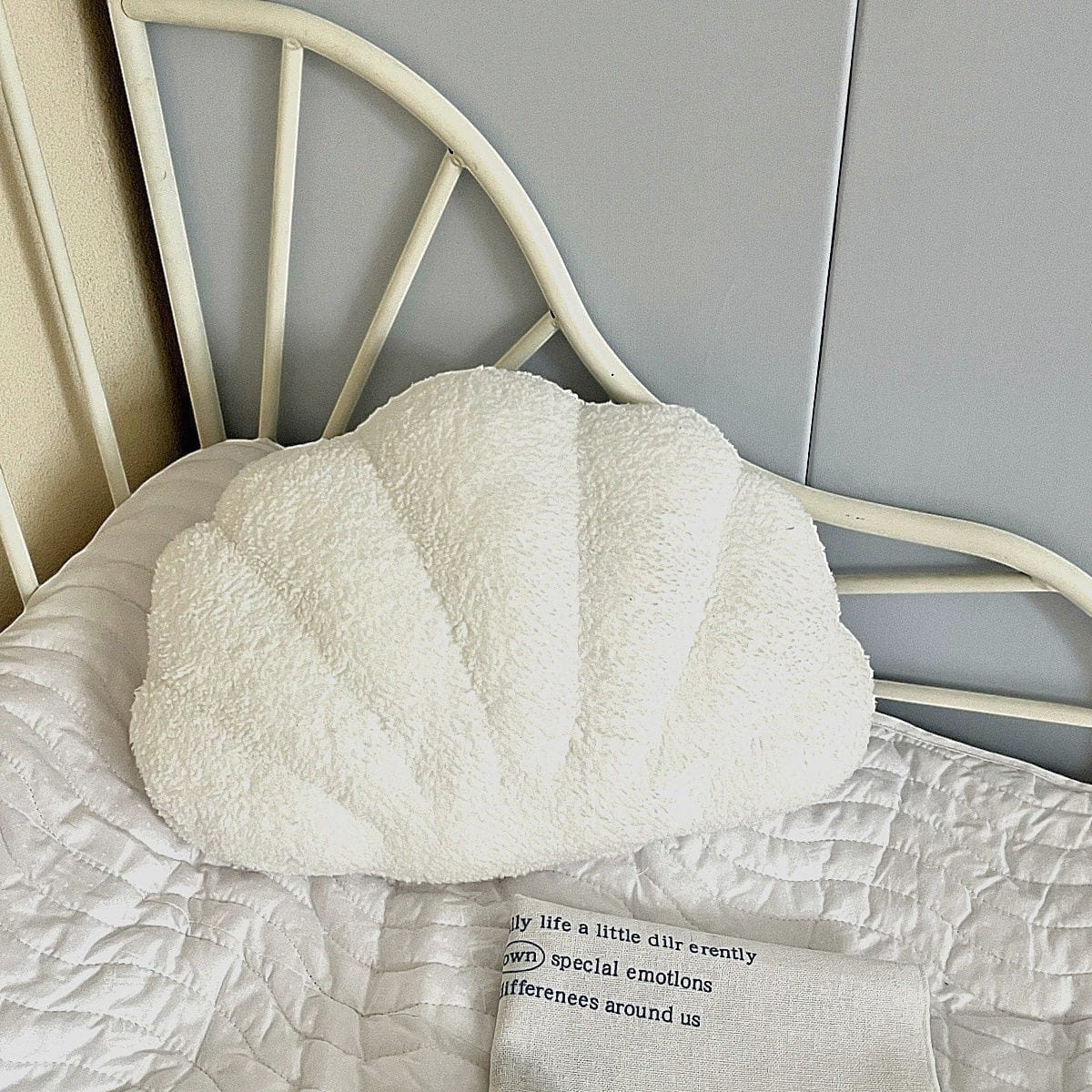 HOMELIVY white bouclé shell shaped throw pillow, 35 x 25 cm, adds coastal charm.