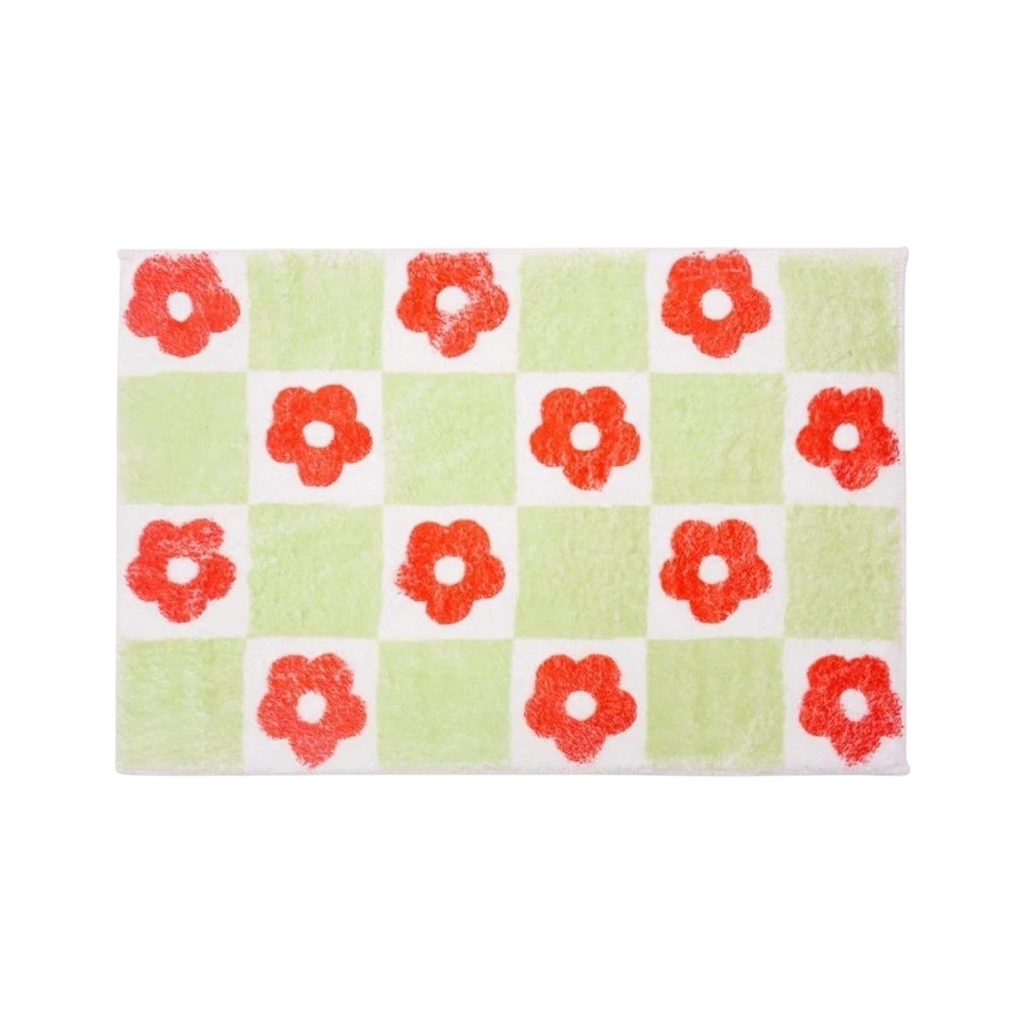 green checkered rug