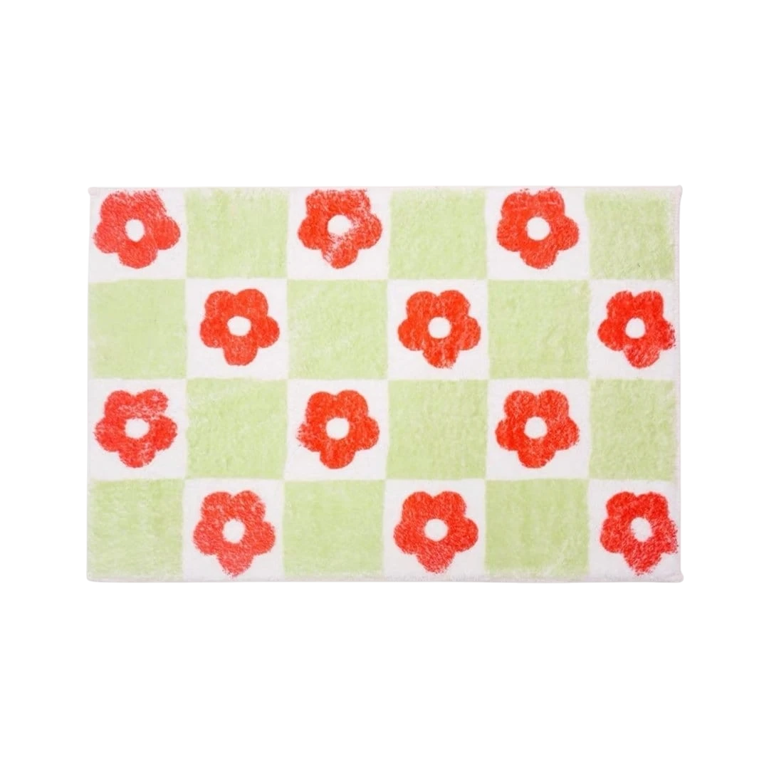 green checkered rug