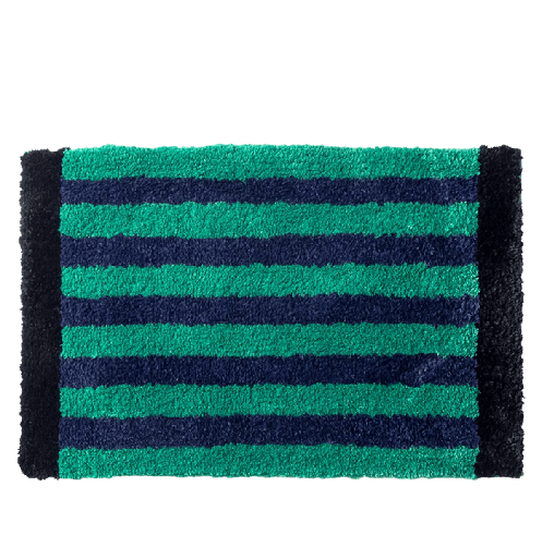 Green Retro Striped Bath Mat