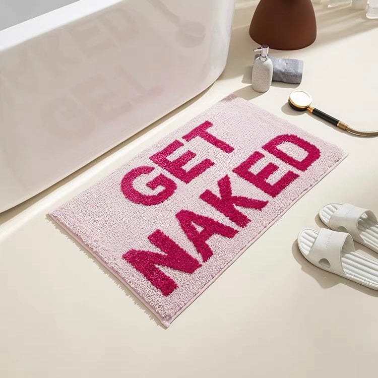Pink Get Naked Bathroom Rug Mat