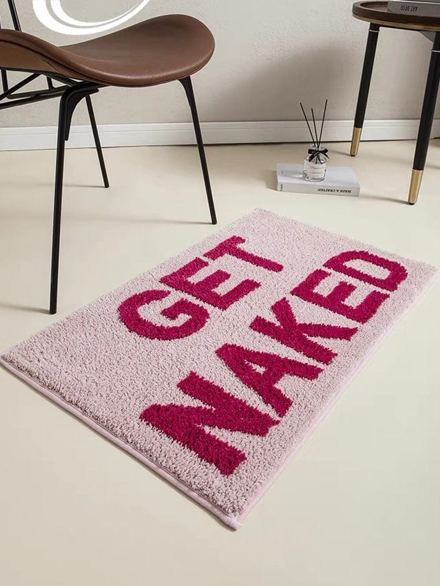 Pink Get Naked Bathroom Rug Mat