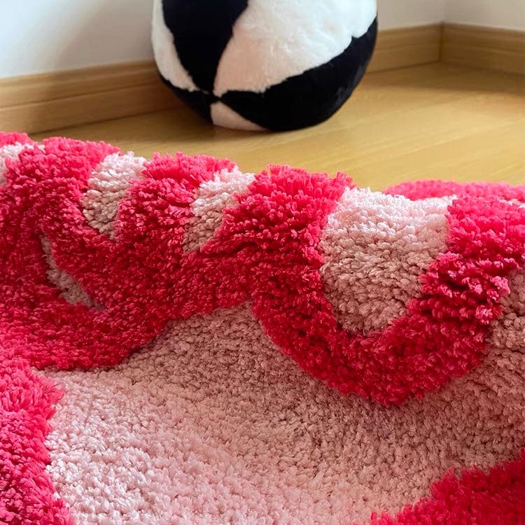 Pink Love Heart Shaped Rug