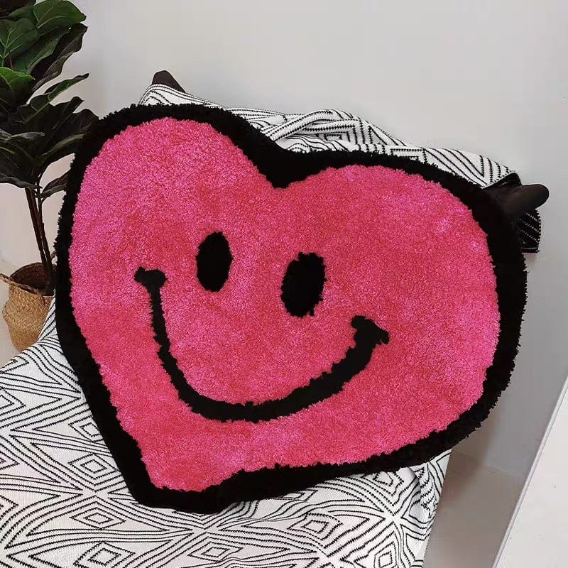 Heart Shaped Pink Smiley Face Rug