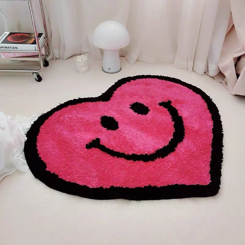 Heart Shaped Pink Smiley Face Rug