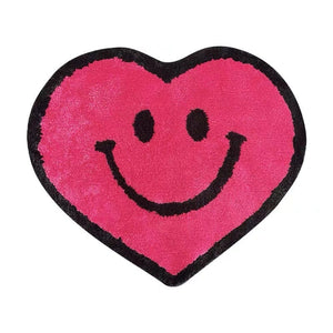 Heart Shaped Pink Smiley Face Rug