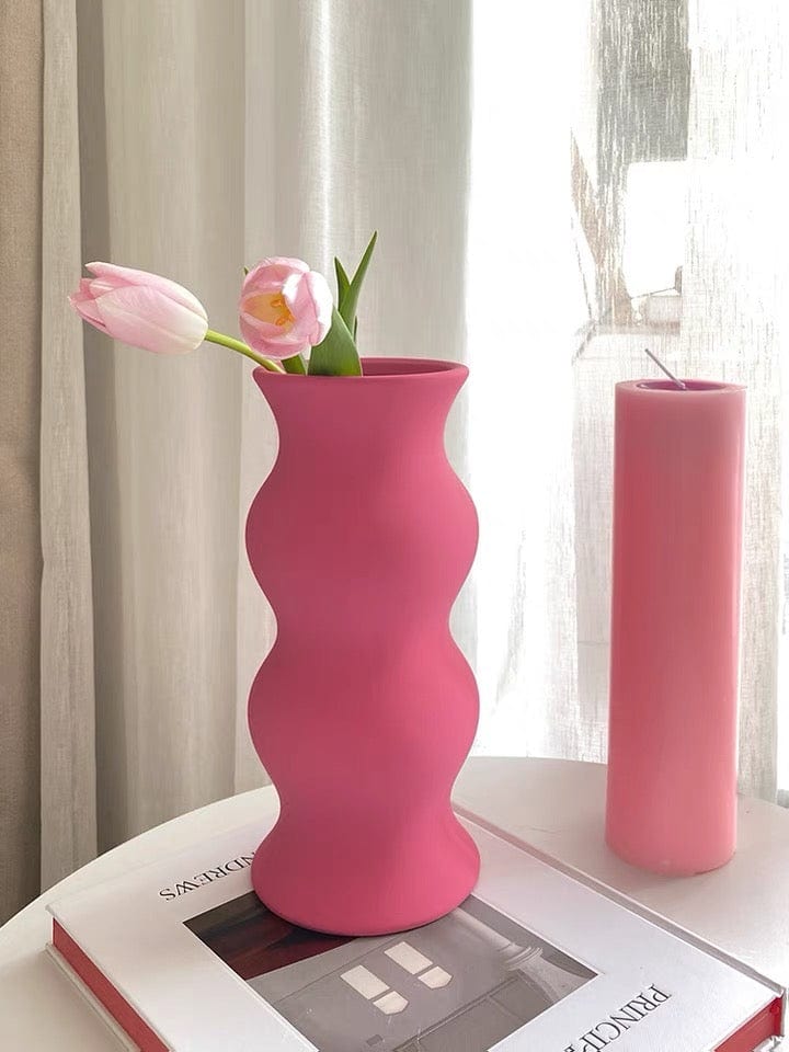 Pink Squiggly Flower Vase