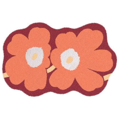 Red Orange Flower Shaped Rug