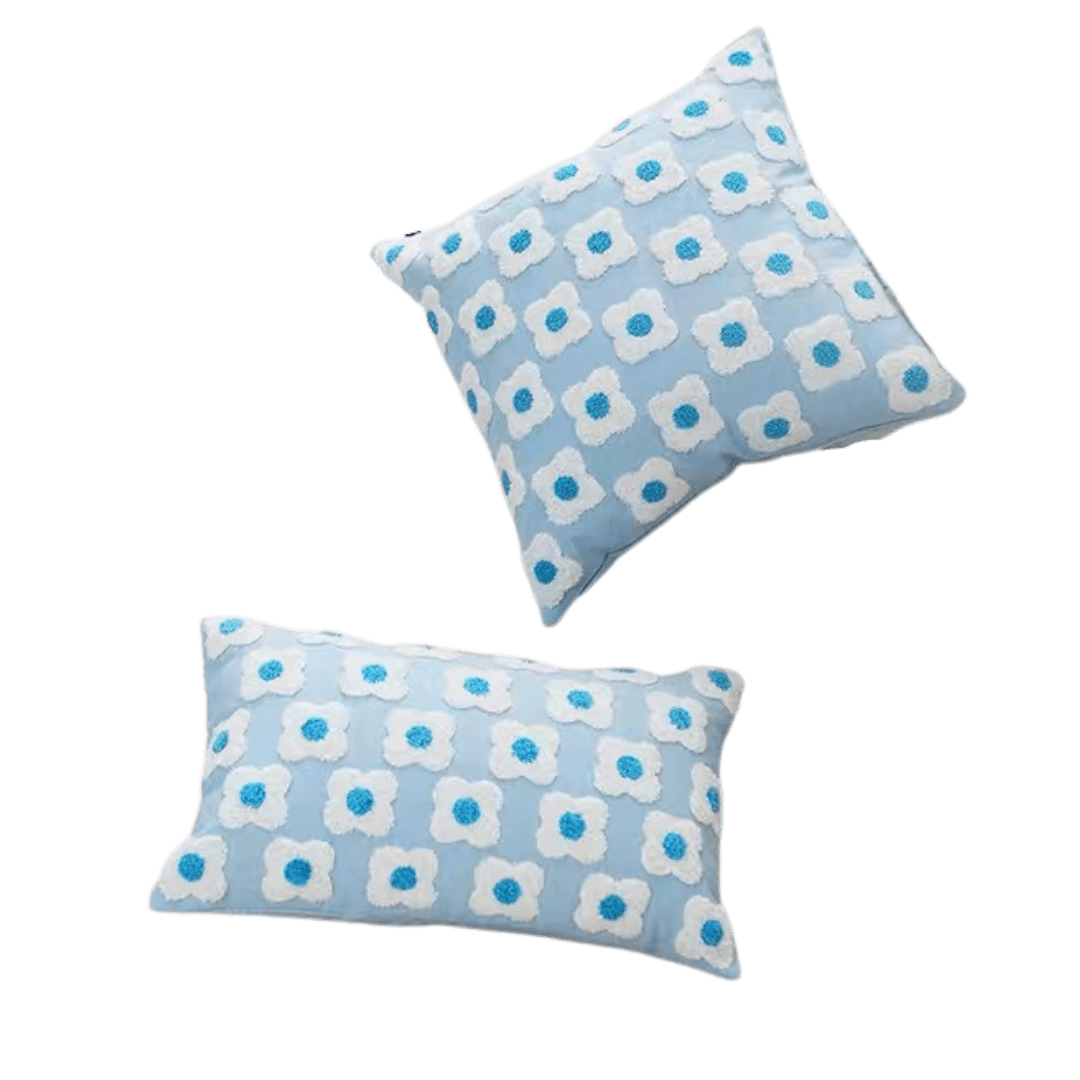 Blue Daisy Flower Throw Pillow