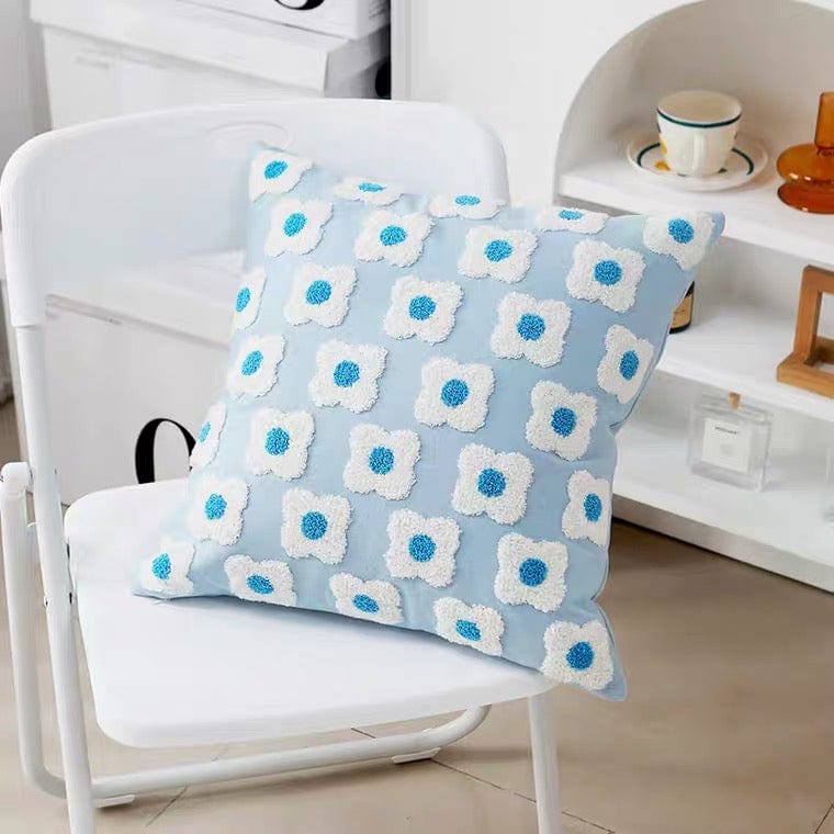Blue Daisy Flower Throw Pillow