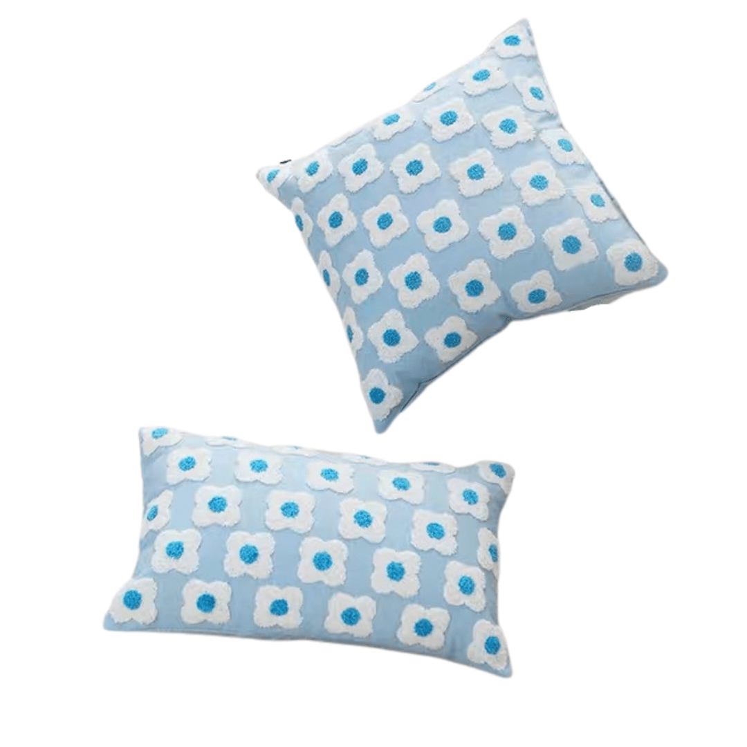 Blue Daisy Flower Throw Pillow