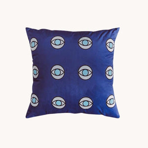 repeat eye pattern blue throw pillow cover