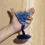 Load image into Gallery viewer, Blue Crooked Martini Cocktail Glass, Modern Unique Cocktail Glass, HOMELIVY
