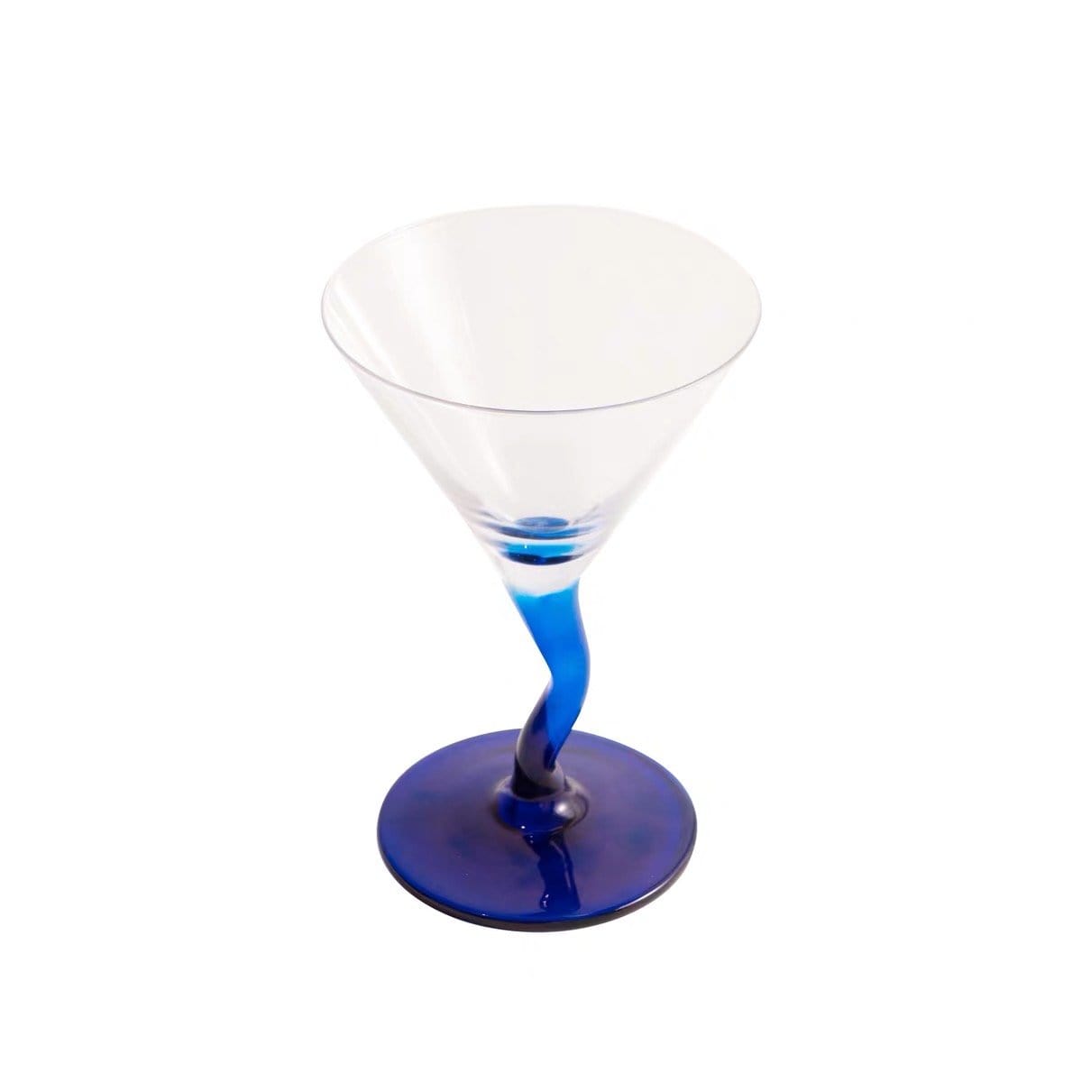 Blue Crooked Martini Cocktail Glass, Modern Unique Cocktail Glass, HOMELIVY