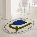 Load image into Gallery viewer, Cute Blue Tulip Floral Bath Mat Rug
