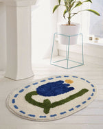 Load image into Gallery viewer, Cute Blue Tulip Floral Bath Mat Rug - HOMELIVY
