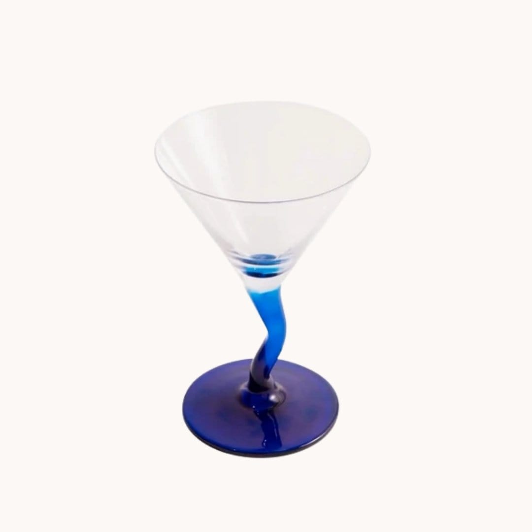 Blue Crooked Cocktail Glass