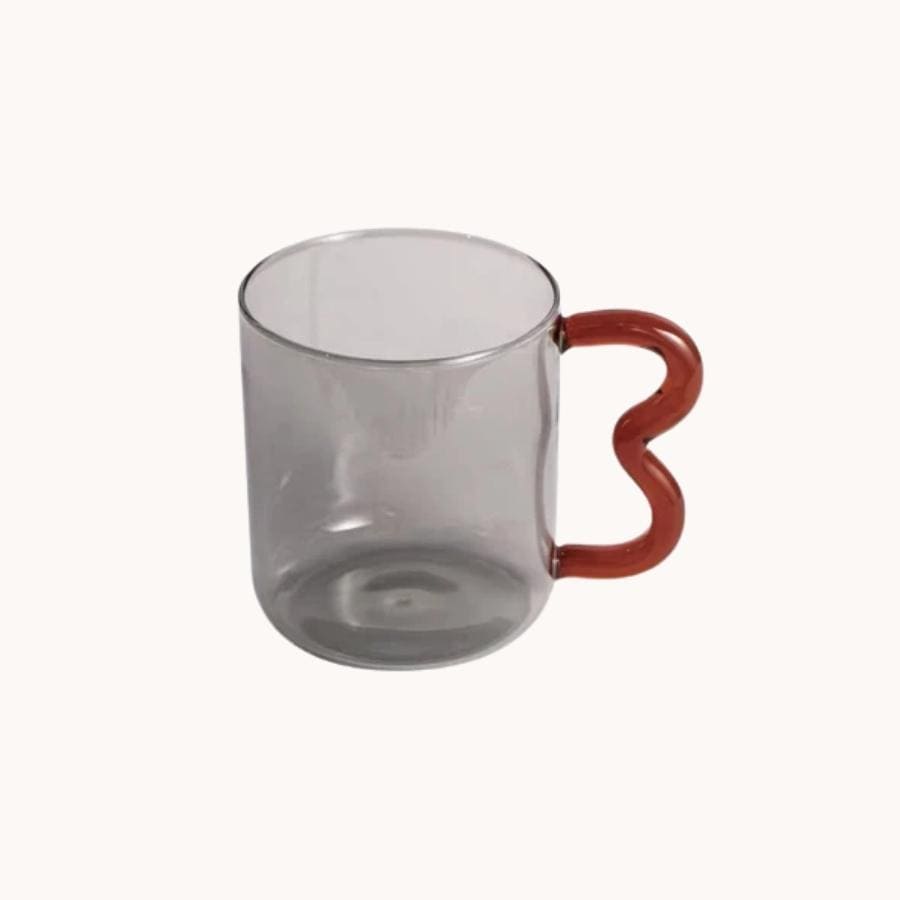 Black Wavy Handle Colored Glass Mug