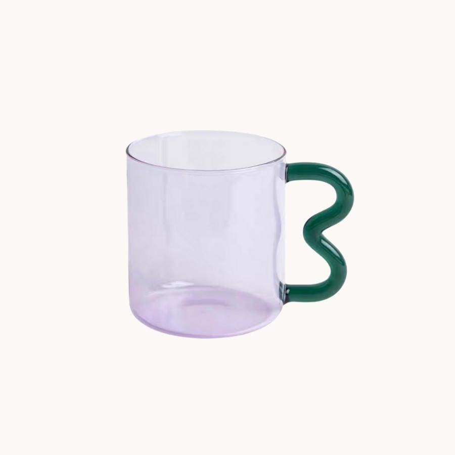 Green Wavy Handle Glass Cup - Homelivy