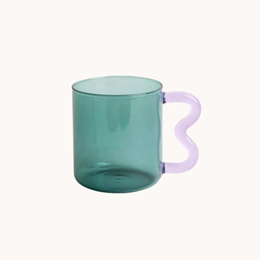Green Wavy Handle Glass Cup - Homelivy