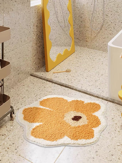 Yellow Flower Bath Mat Rug