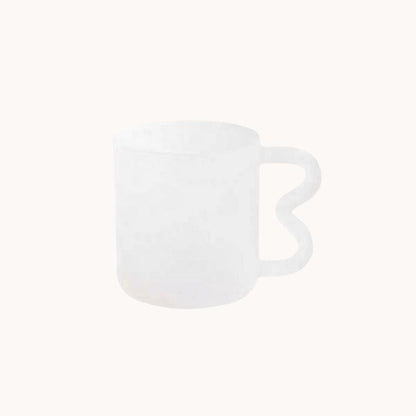 Frost White Wavy Handle Glass Cup - Homelivy