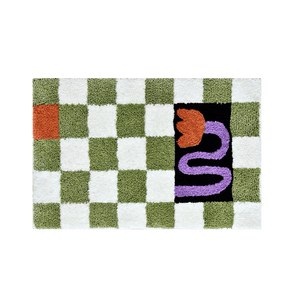 green checkered bathmat rug