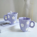 Load image into Gallery viewer, pastel purple daisy flower mug
