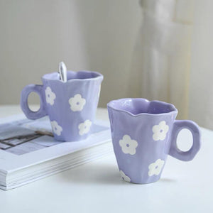 pastel purple daisy flower mug