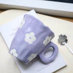 pastel purple floral mug