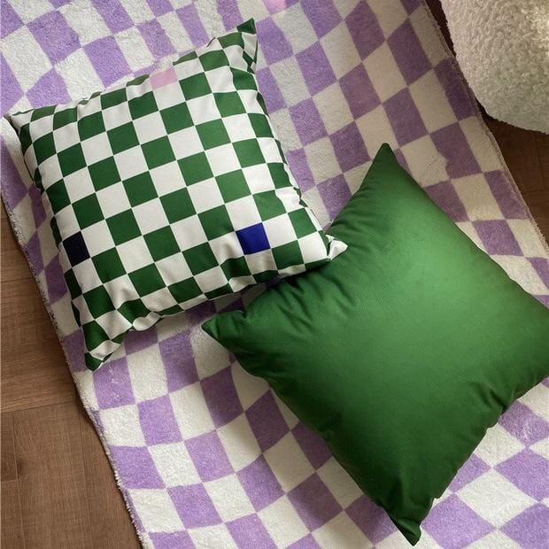 green checkered throw pillow