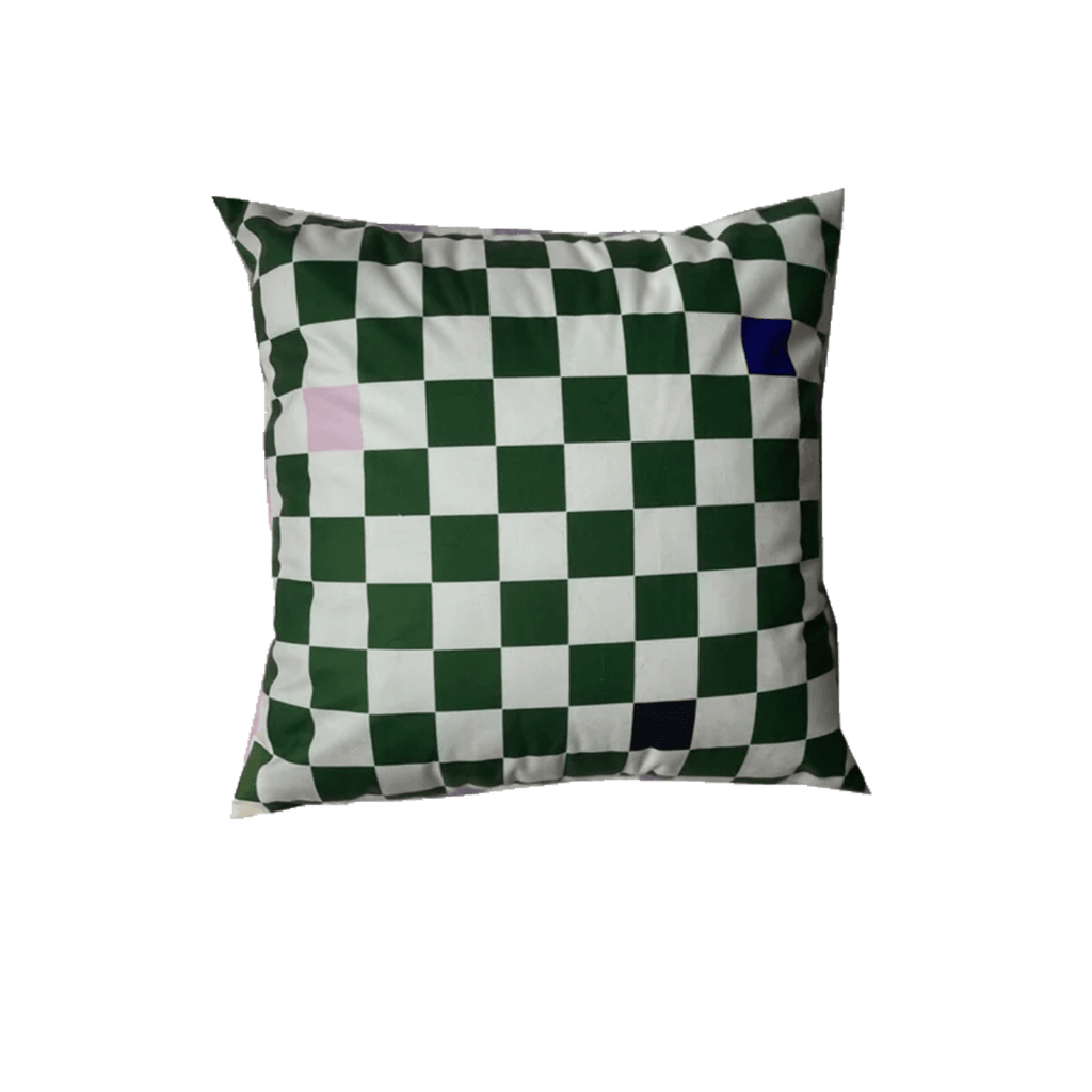 green checkered throw pillow