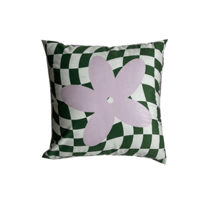 green warped checkered throw pillow case