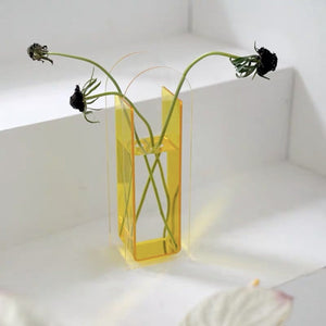 Yellow Acrylic Clear Flower Vase