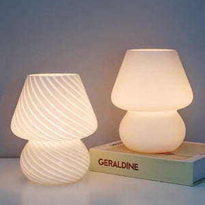 Mushroom Lamp,glass Table Bedside Lamps Translucent Murano Vintage