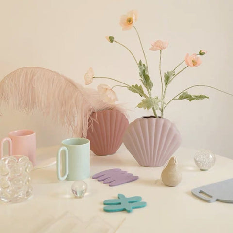 Pastel Pink Seashell Vase