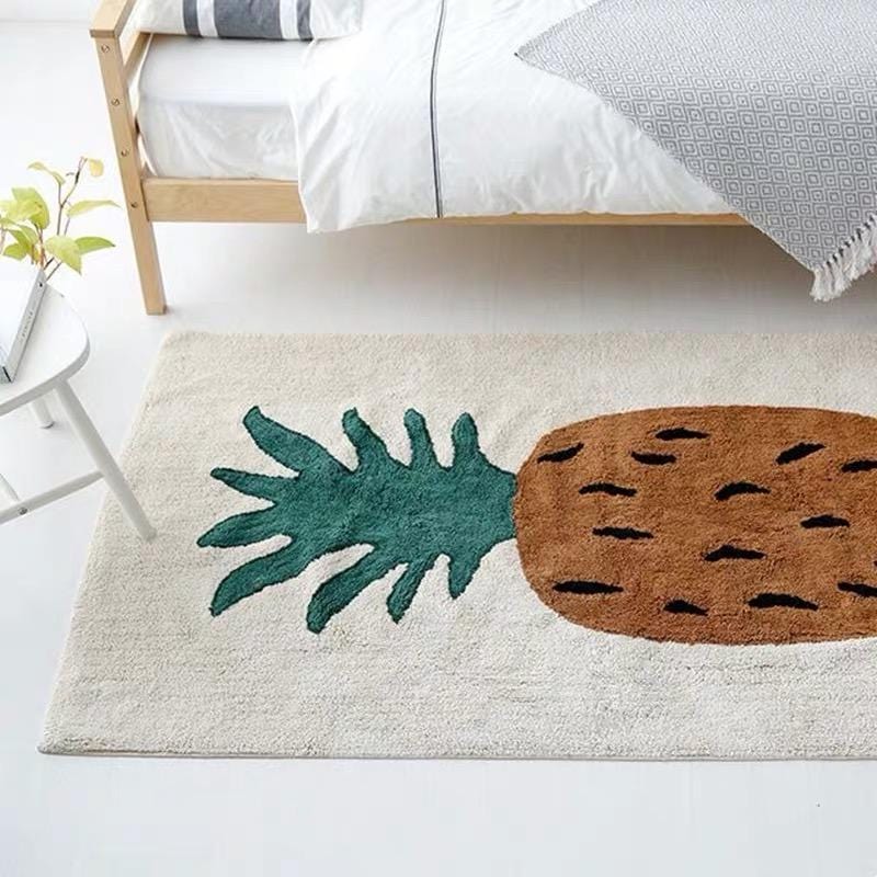Pineapple Bedroom Rug - Modern Quirky Fruit Rug - HOMELIVY