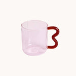 Load image into Gallery viewer, Pink Wavy Handle Glass Cup
