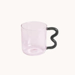 Load image into Gallery viewer, Pink Wavy Handle Colored Glass Mug
