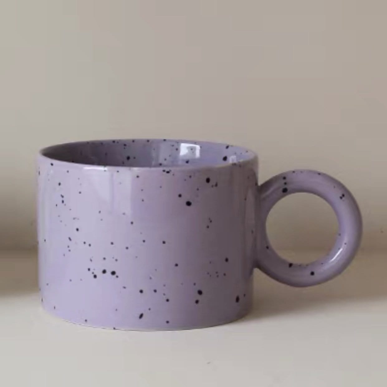 White and Purple Ceramic Mug