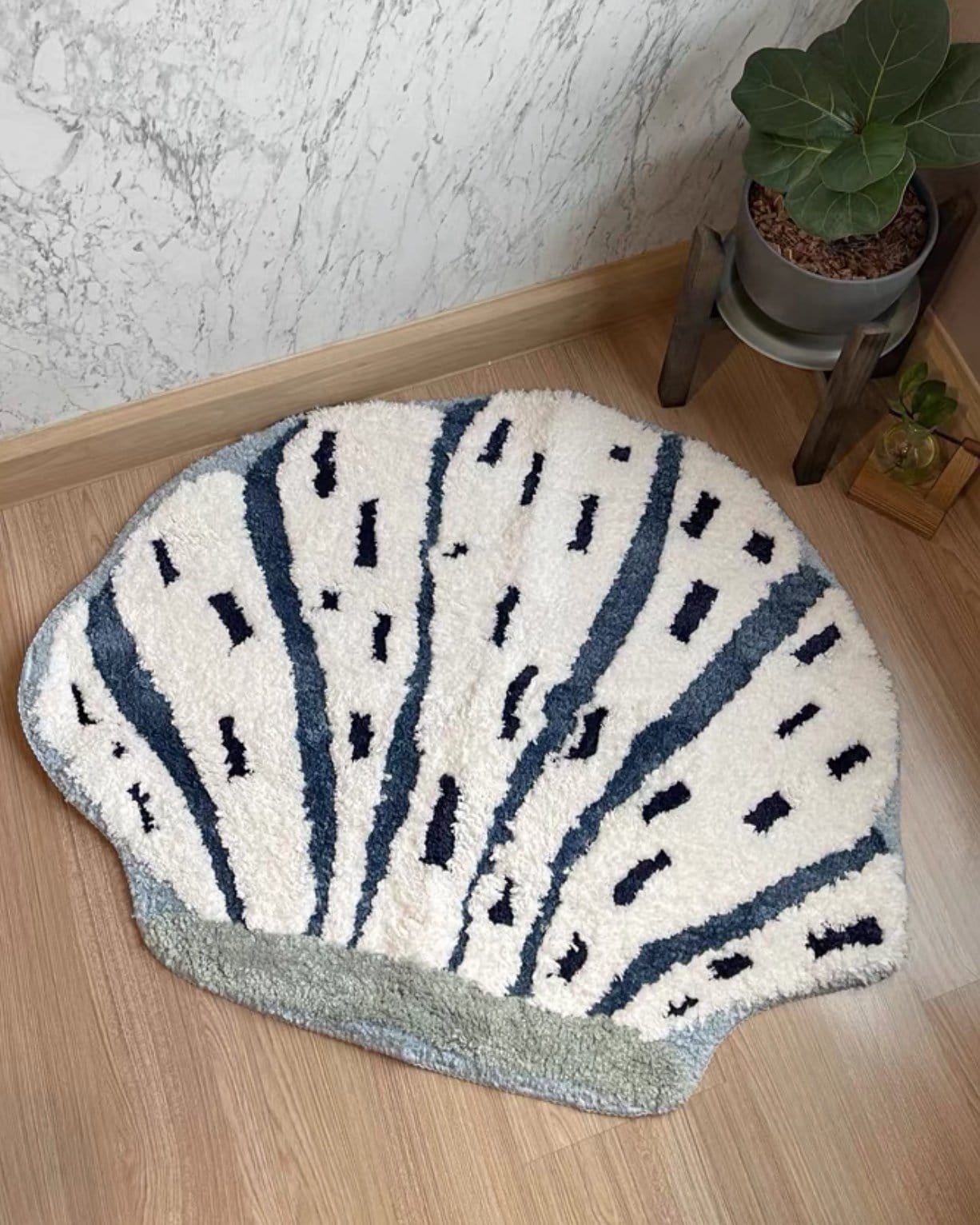mermaid blue seashell rug