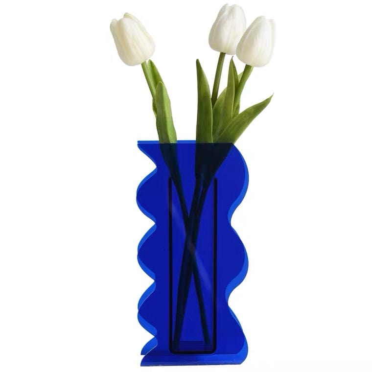 Blue Wavy Acrylic Flower Vase