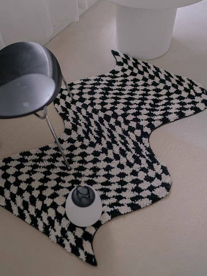 Wavy Checker Pattern Rug Wavy Checkered Rug – HOMELIVY