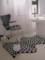 Load image into Gallery viewer, Black White Checkered Wavy Rug
