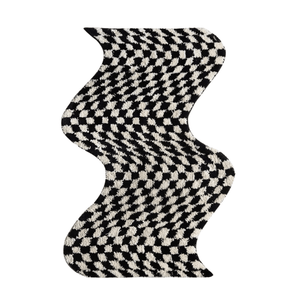 Checkerboard Wavy Runner Rug