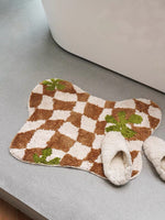 Load image into Gallery viewer, Brown Checkered Bath Mat Rug
